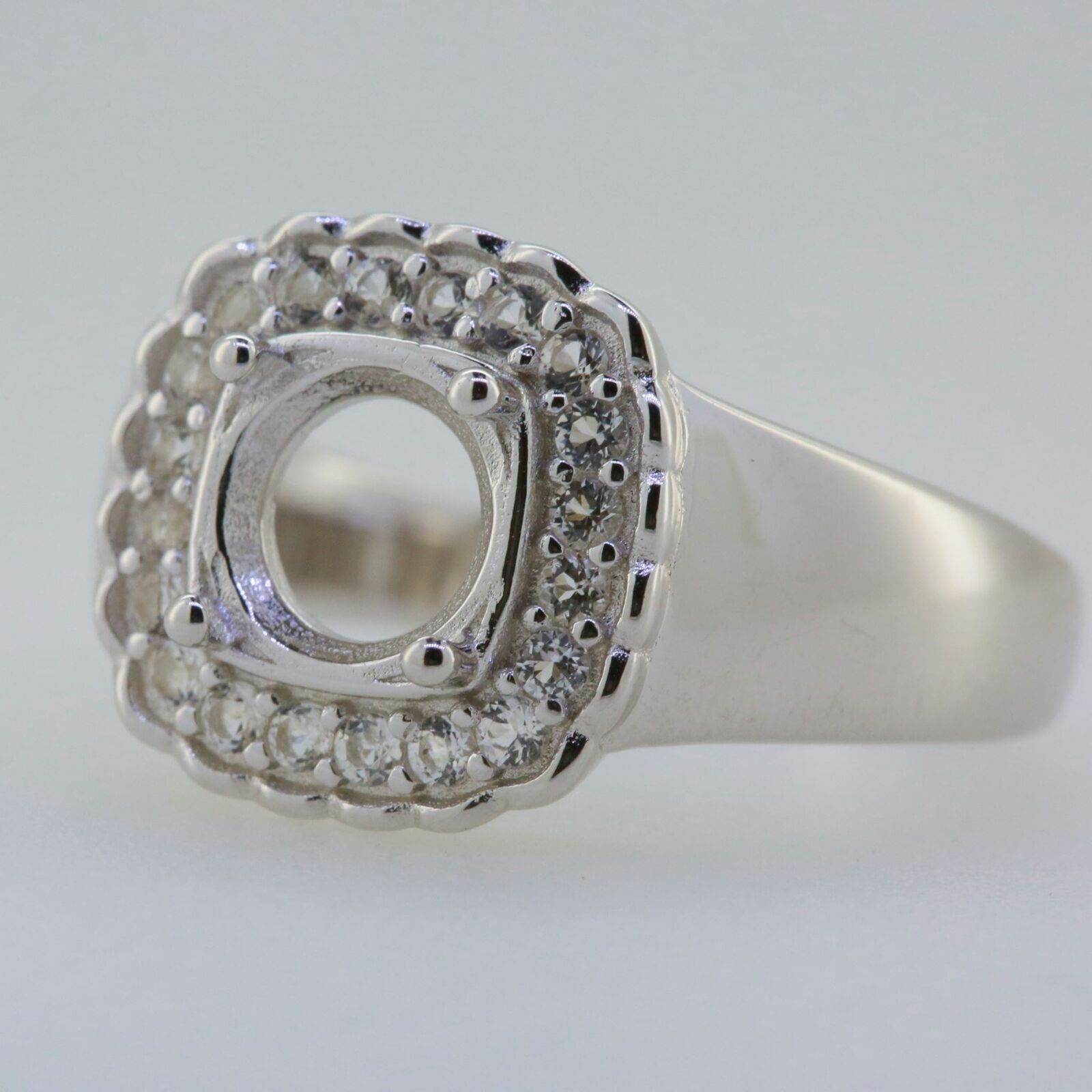 10K Gold Semi Mount Ring Setting Round RD 7x7mm PJC7742R Moissanite Accent Syzjewelry