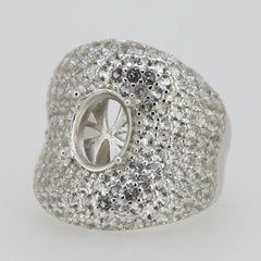 14K Gold Semi Mount Ring Setting Oval OV 10X8mm Dome Ring Bling Bling Diamond Moissanite Ring Diamond Accent DHJ