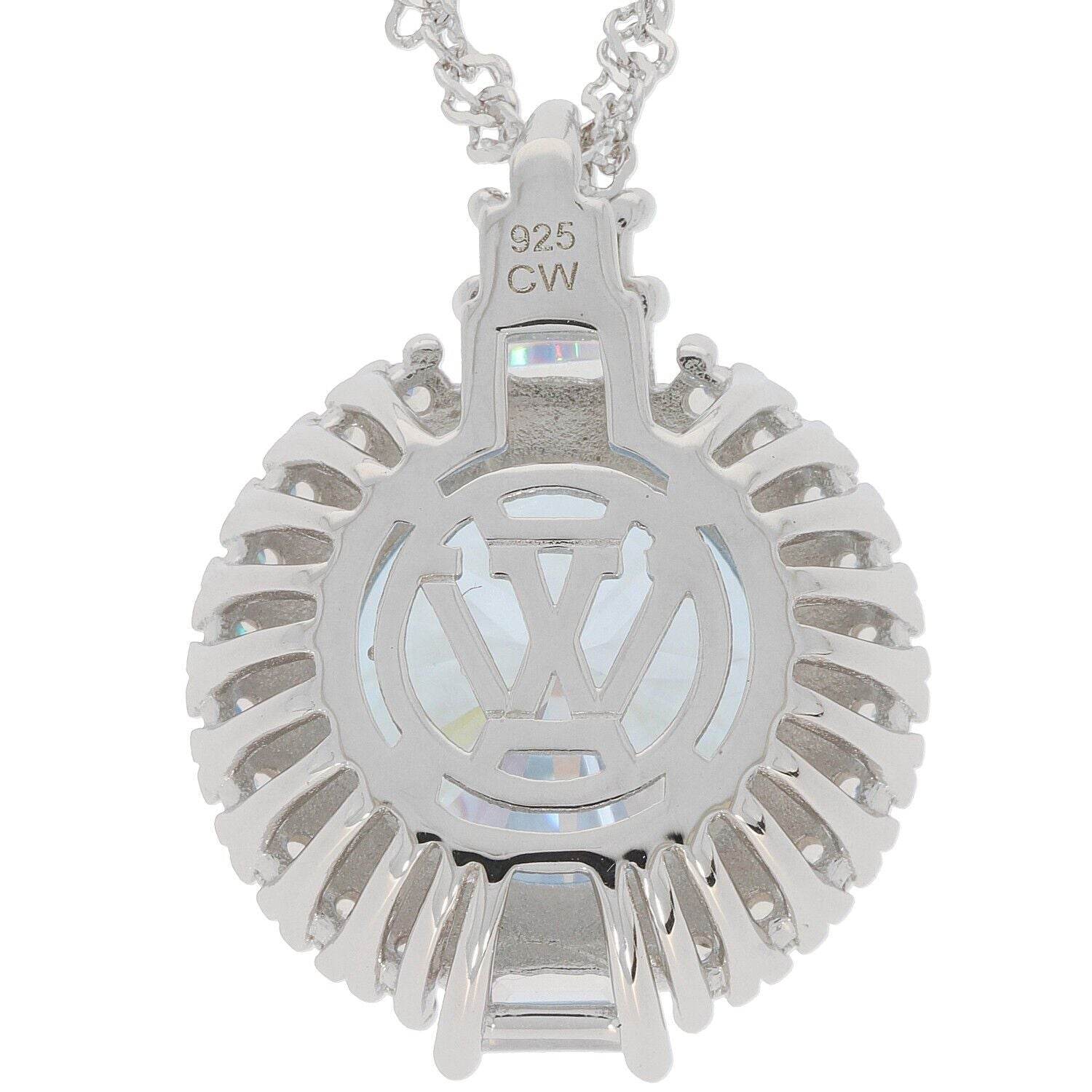 Platinum Semi Mount Pendant Setting Round RD 12x12mm White Topa Diamond Accent Syzjewelry
