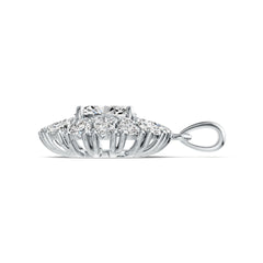 18K Gold Semi Mount Pendant Setting Oval OV 9X7mm PE 4x3mm Double Halo Diamond Accent DHJ
