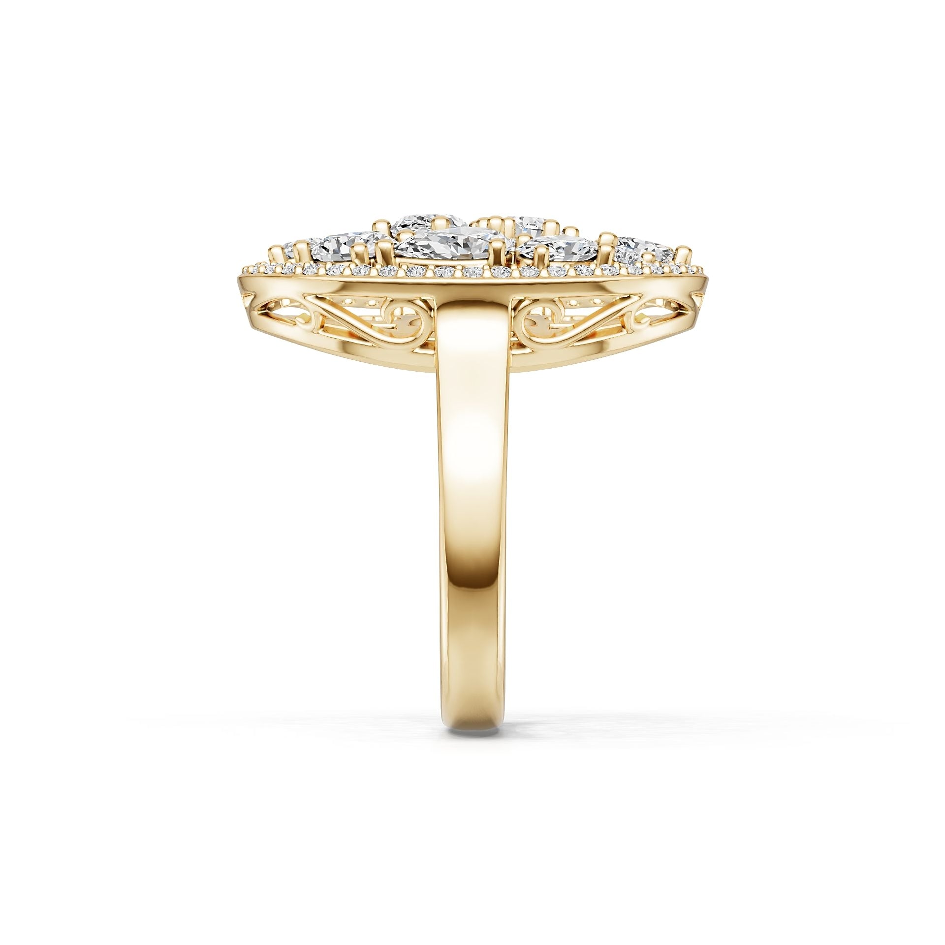 10K Gold Semi Mount Ring Setting Round Ro 6x4mm Moissanite Accent Syz Jewelry