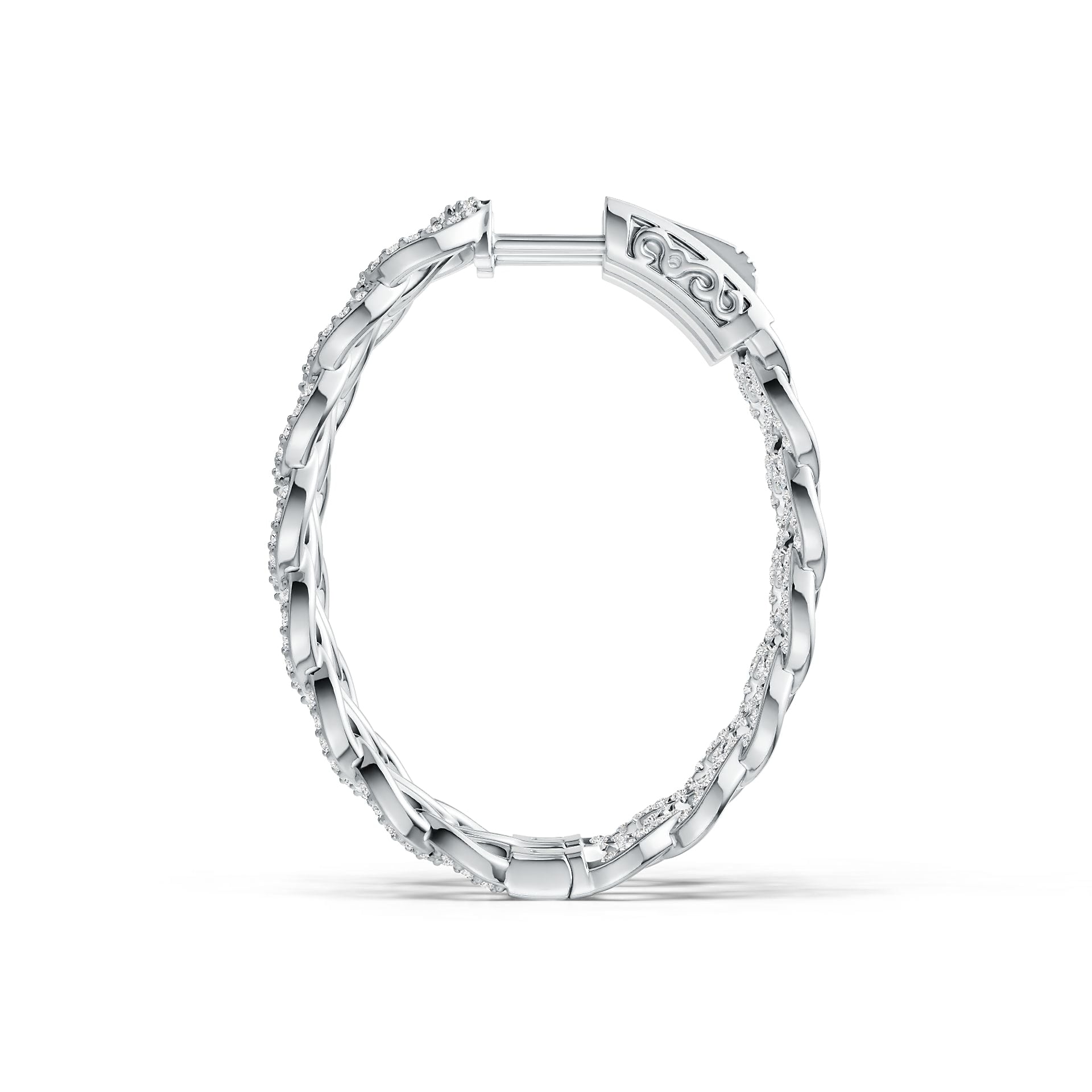 Sterling Silver Hoop Earrings Chain Link Theme with White Topaz or Moissanite DHJ