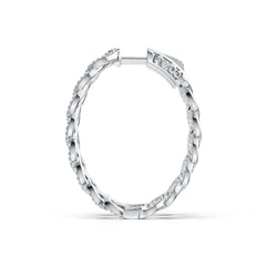 Sterling Silver Hoop Earrings Chain Link Theme with White Topaz or Moissanite DHJ