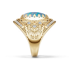 14K Gold Semi Mount Ring Setting Round Ro 17x13mm Syz Jewelry