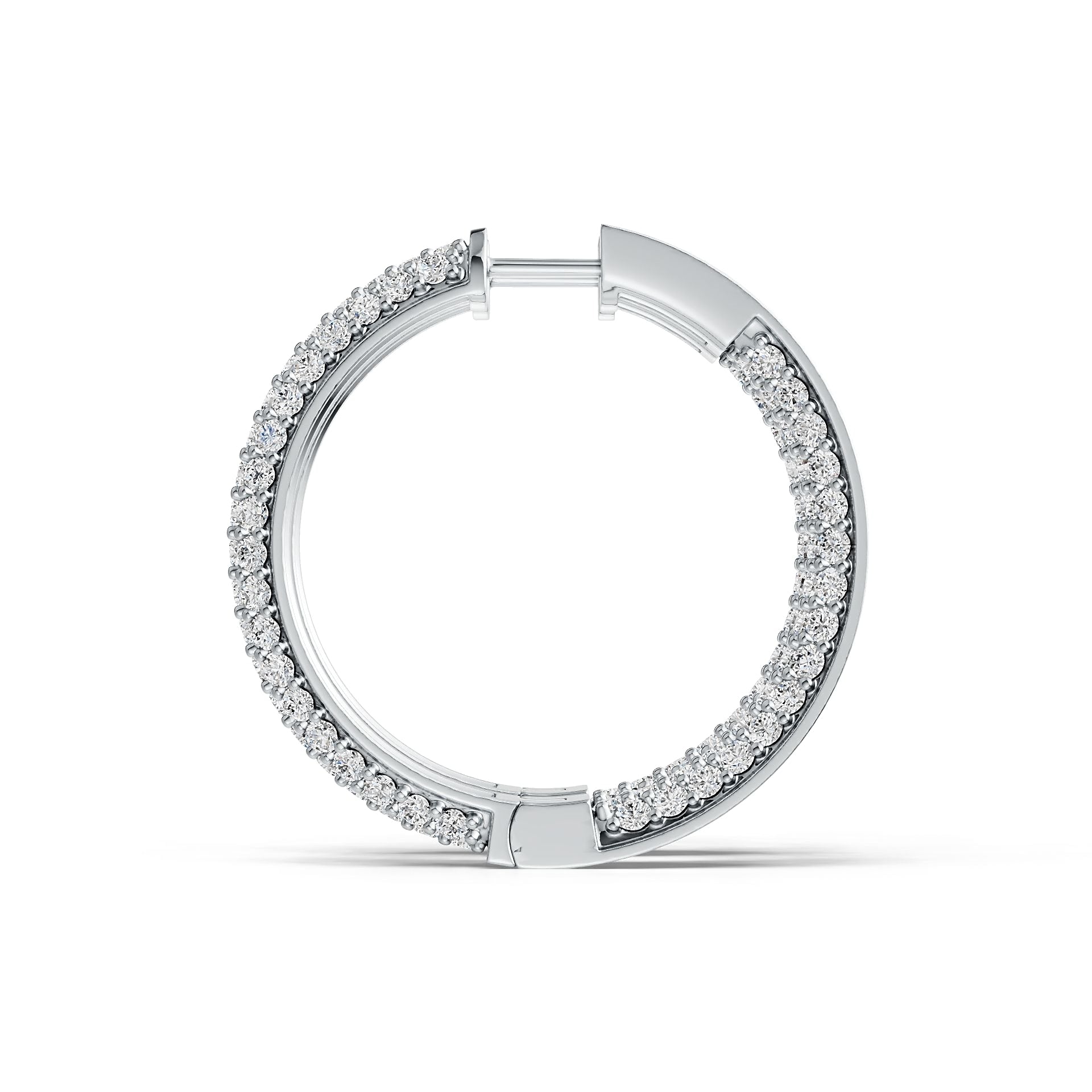 Sterling Silver Hoop Earrings with White Topaz or Moissanite DHJ