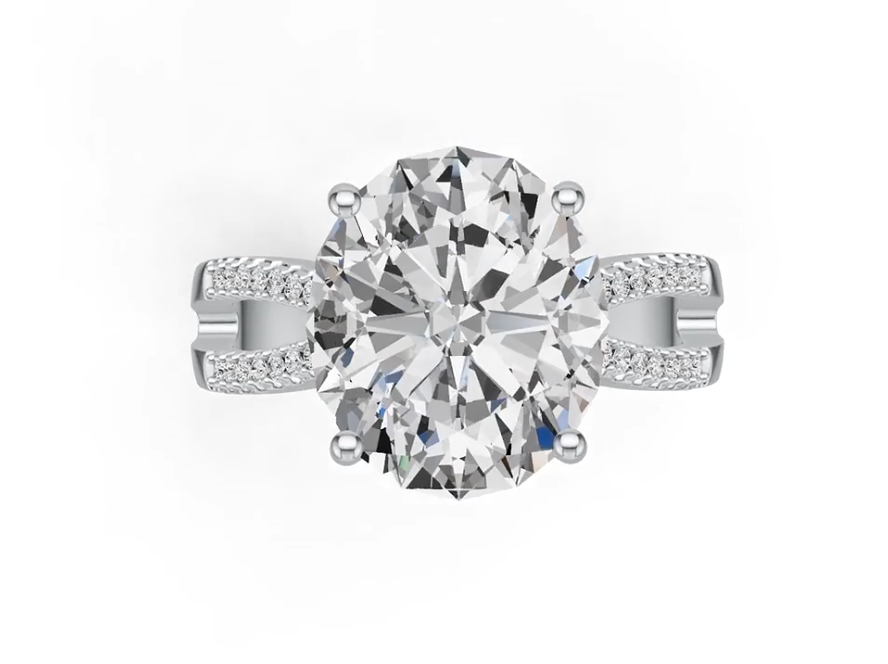 10K Gold Semi Mount Ring Setting Oval OV 14X12mm Moissanite Accent Syzjewelry