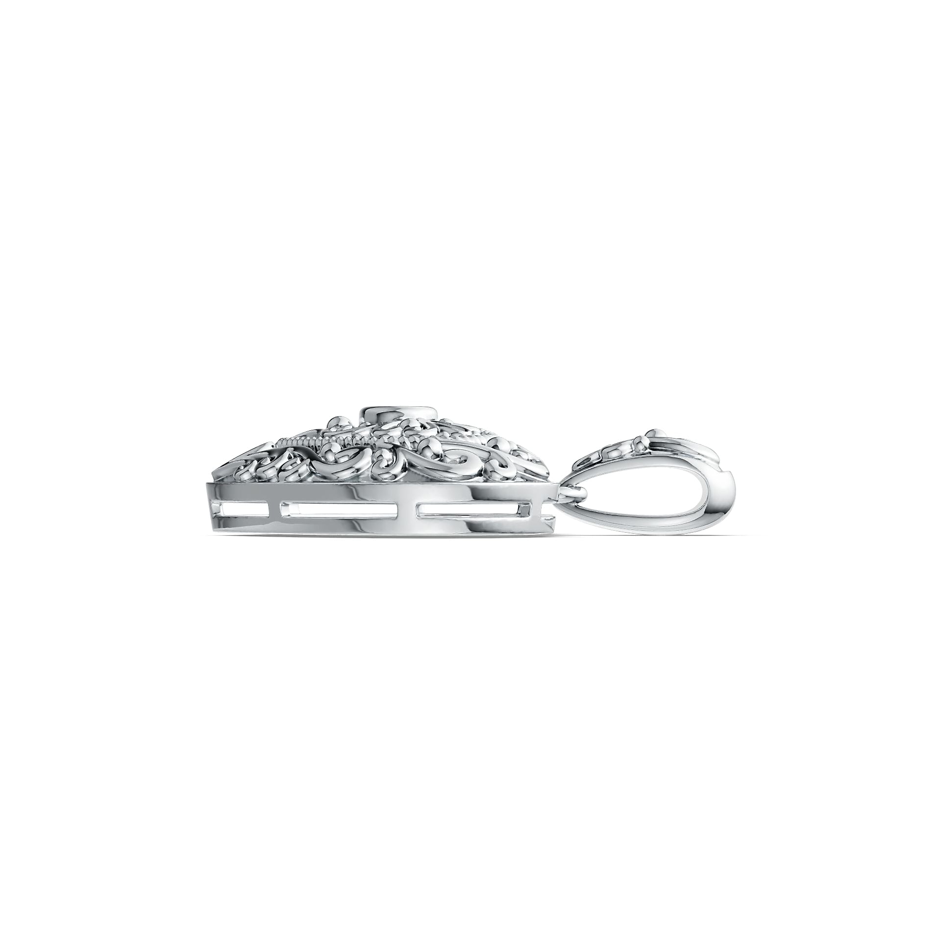 Sterling Silver Semi Mount Pendant Setting Round RD 3.5mm Filigree Heart Theme - Syzjewelry