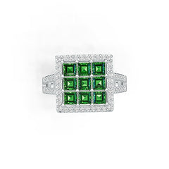 10K Gold Semi Mount Ring Setting Princess SQ 3.5X3.5mm Moissanite Accent DHJ