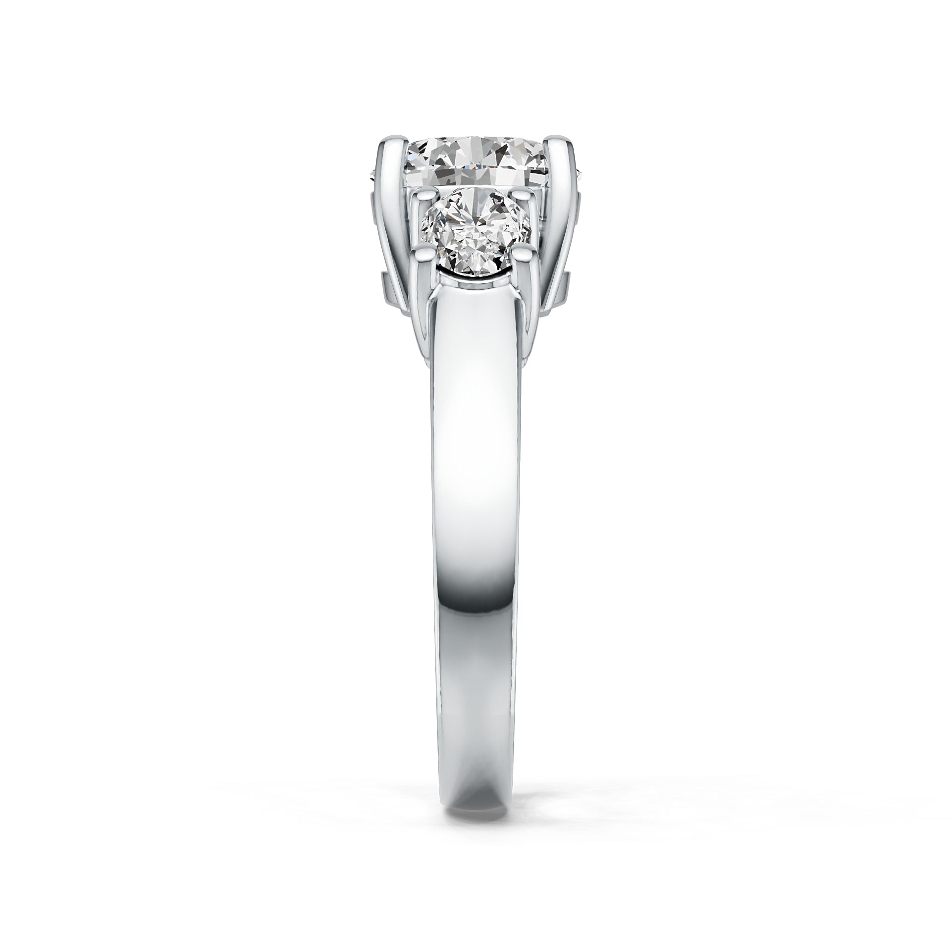 Sterling Silver Semi Mount Ring Setting Round RD 8x8mm OV 6x4mm 3-Stone Ring DHJ