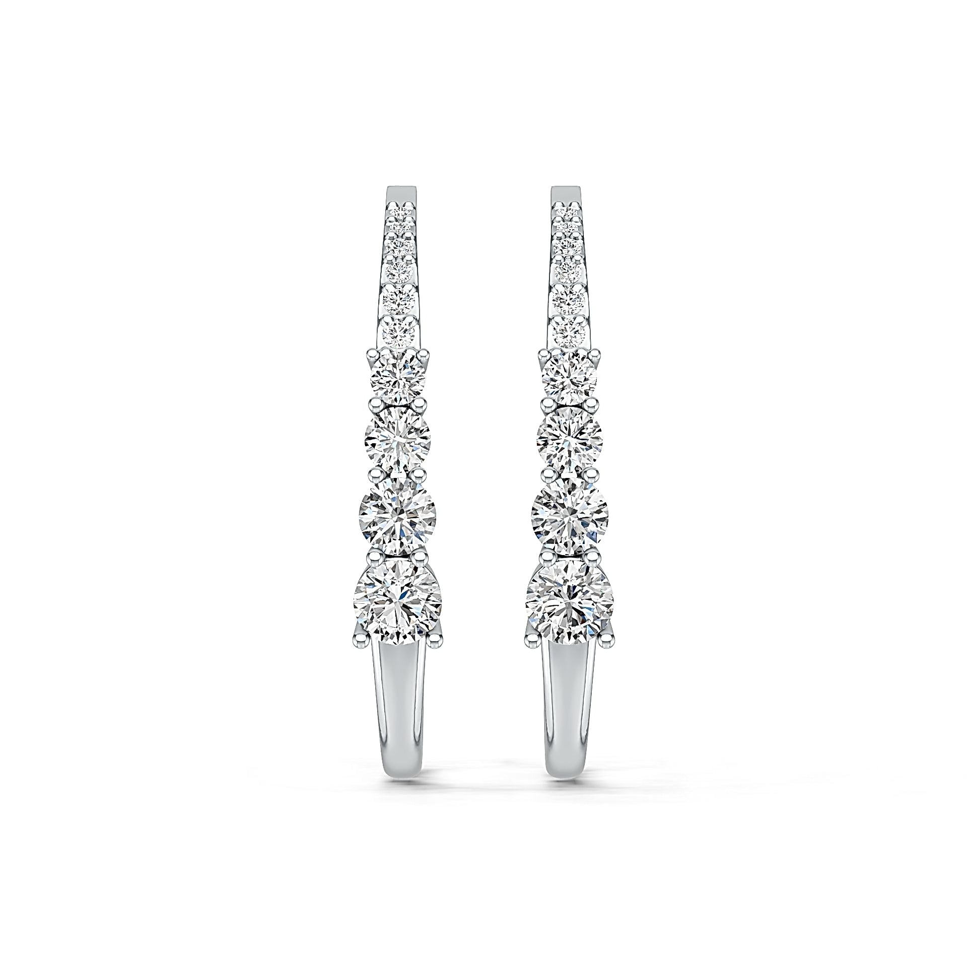 Sterling Silver Hoop Earrings with White Topaz or Moissanite DHJ