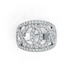 14K Gold Ring with White Topaz or Moissanite Interlocking Loop Theme Diamond Accent DHJ
