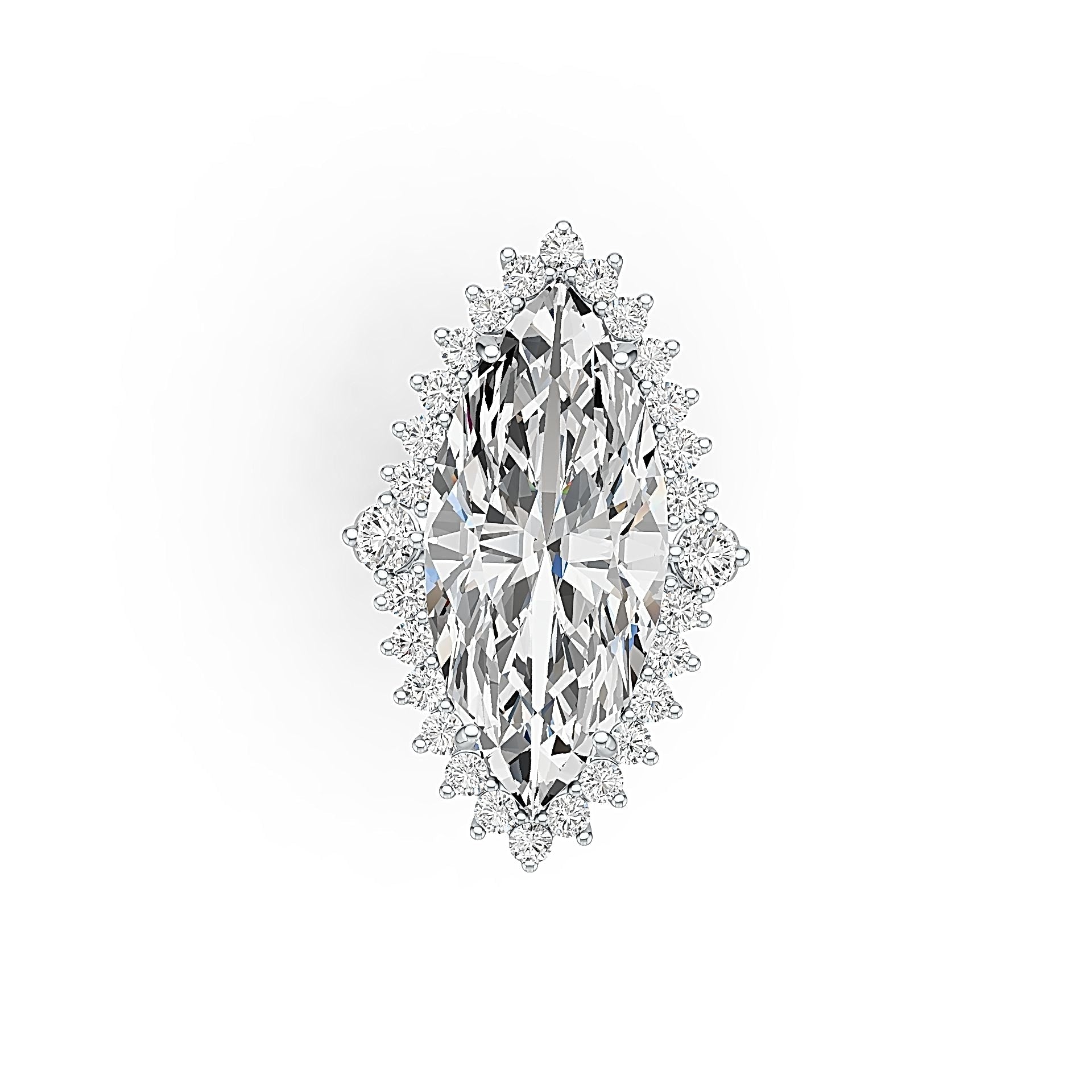 18K Gold Semi Mount Ring Setting Marquise MQ 31X14mm Diamond Accent DHJ