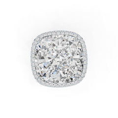 18K Gold Semi Mount Ring Setting Cushion CU 18X18mm Halo Diamond Accent DHJ