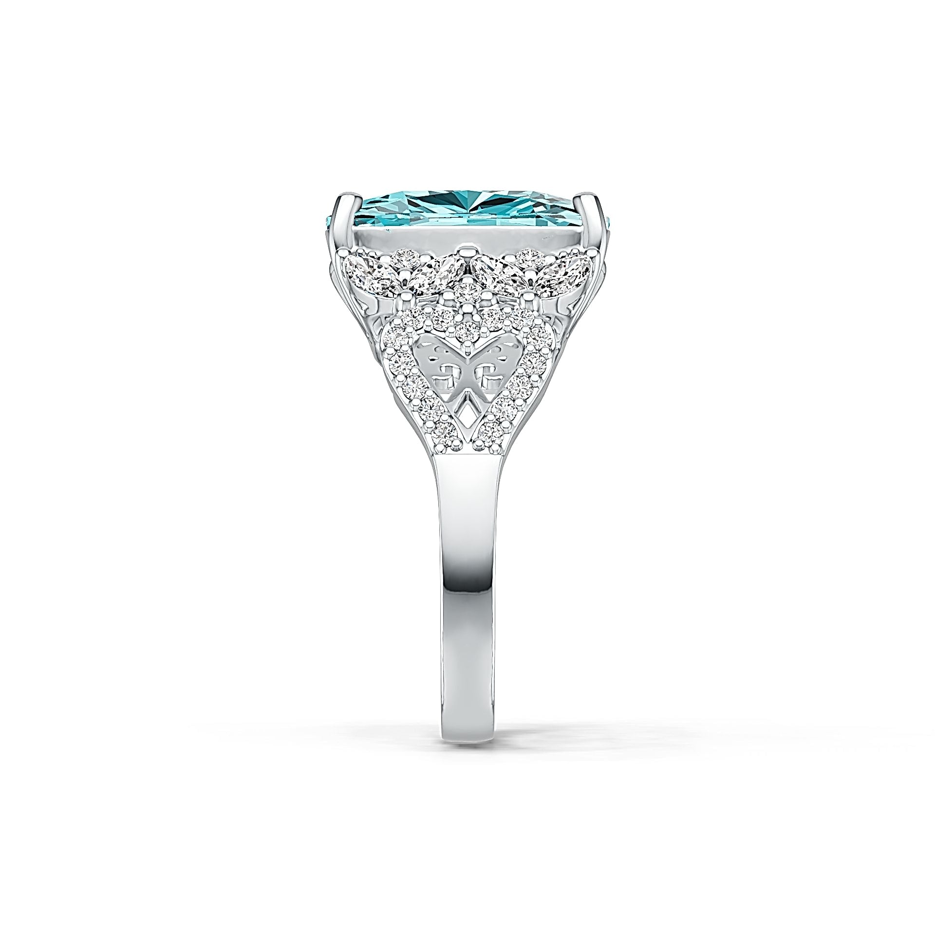 Sterling Silver Semi Mount Ring Setting Cushion CU 14X10mm DHJ