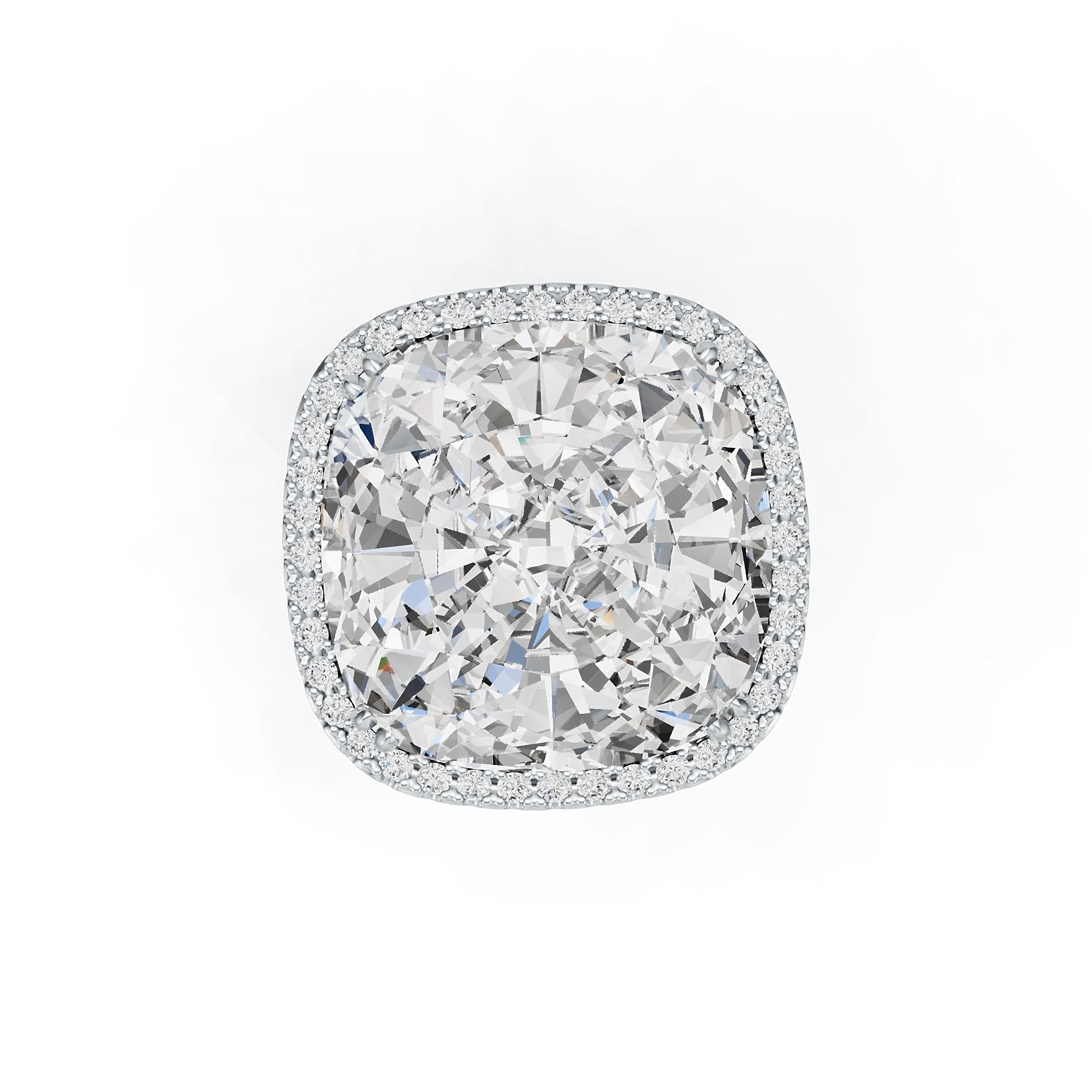 14K Gold Semi Mount Ring Setting Cushion CU 18X18mm Halo Diamond Accent DHJ