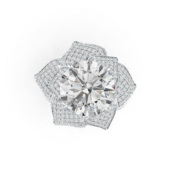 10K Gold Semi Mount Ring Setting Round RD 15x15mm Flower Theme Moissanite Accent DHJ