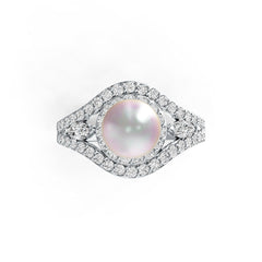 Platinum Semi Mount Ring Setting Round RD 8.5mm Diamond Accent DHJ