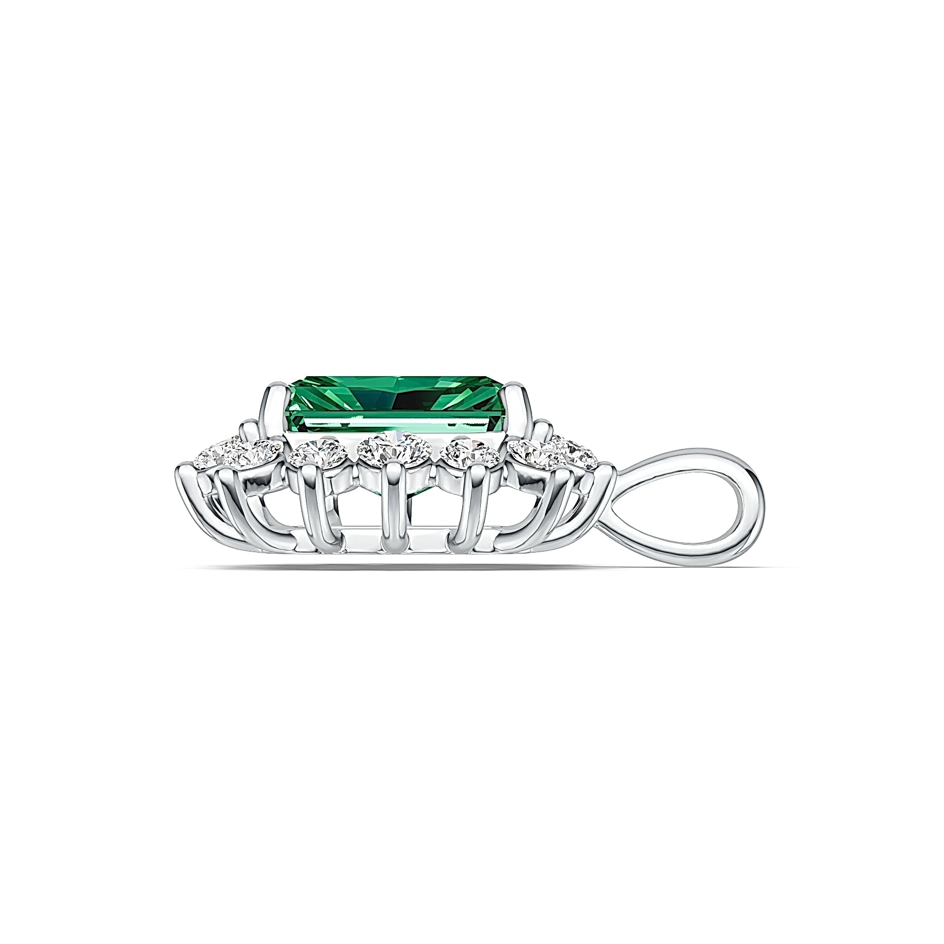 Sterling Silver Semi Mount Pendant Setting Emerald OCT 9X7mm Syzjewelry