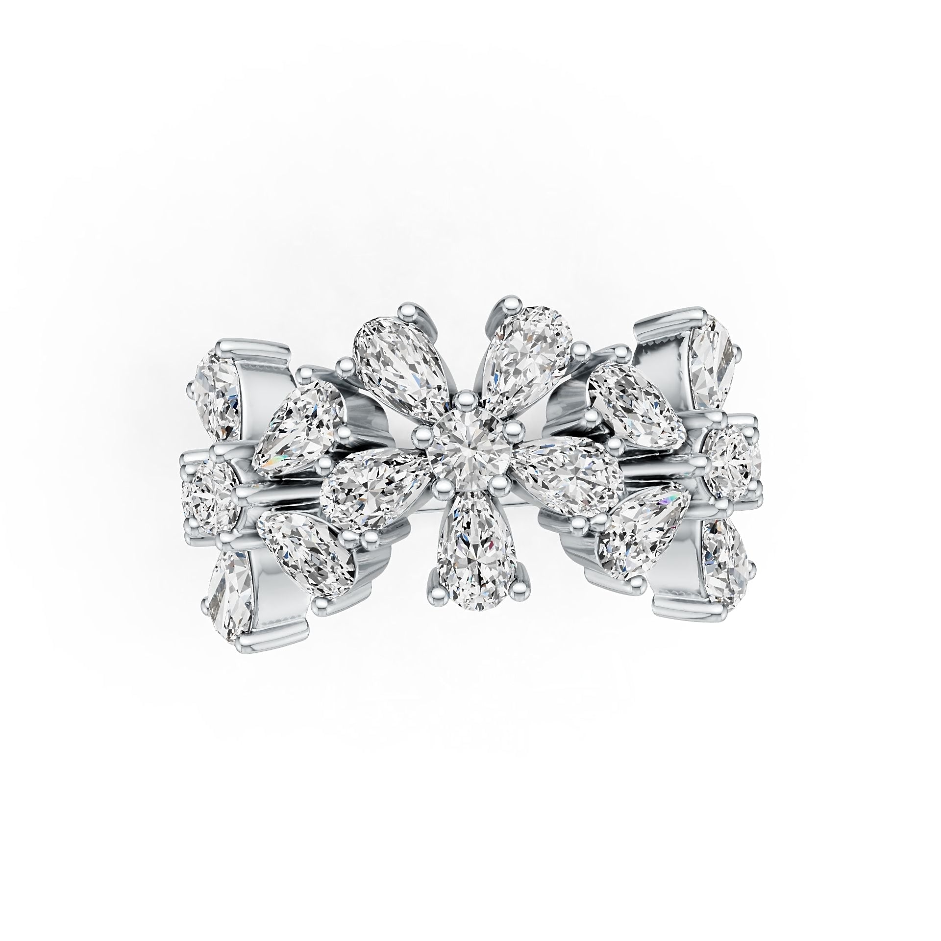 10K Gold Ring Flower Theme with or Moissanite Moissanite Accent DHJ