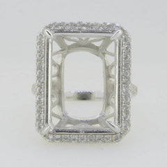 10K Gold Semi Mount Ring Setting Emerald OCT 20X15mm White Topa Moissanite Accent Syzjewelry