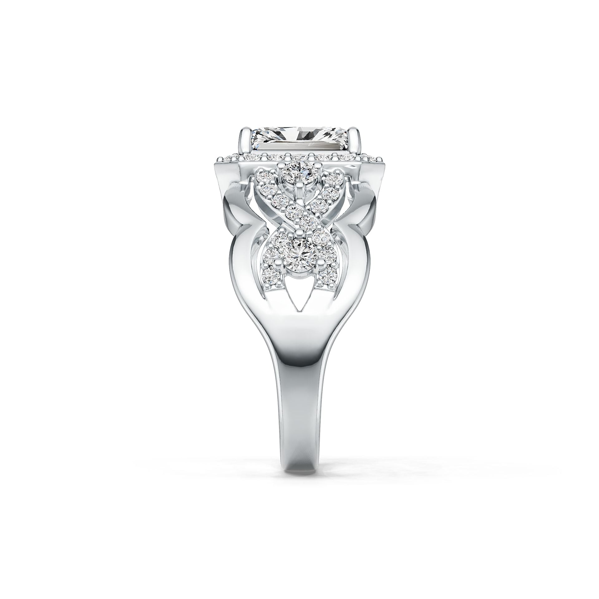 Sterling Silver Semi Mount Ring Setting Emerald OCT 8X6mm Crisscross Swirl Shank Syzjewelry