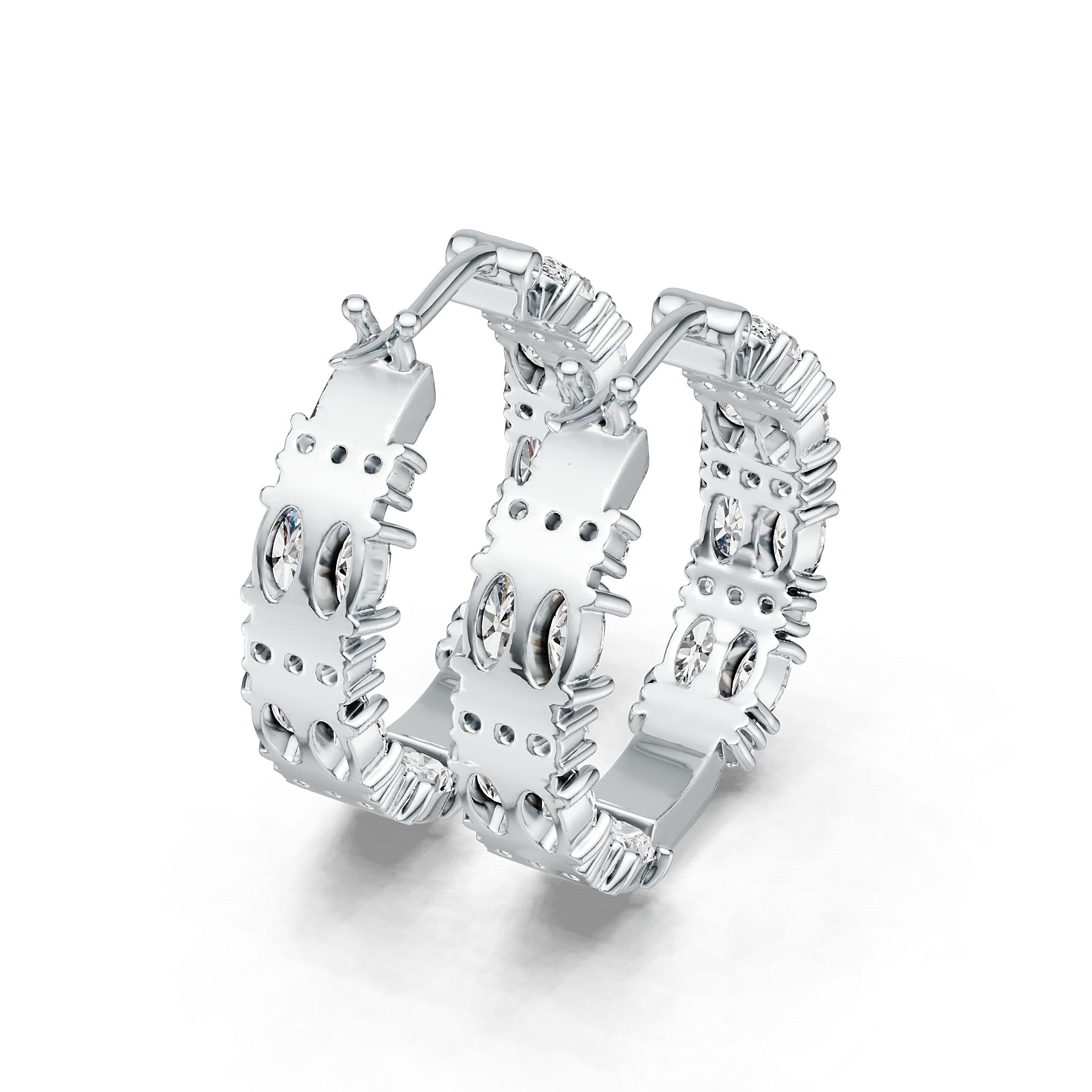 18K Gold Semi Mount Earrings Setting Oval OV 5X3mm Diamond Accent DHJ