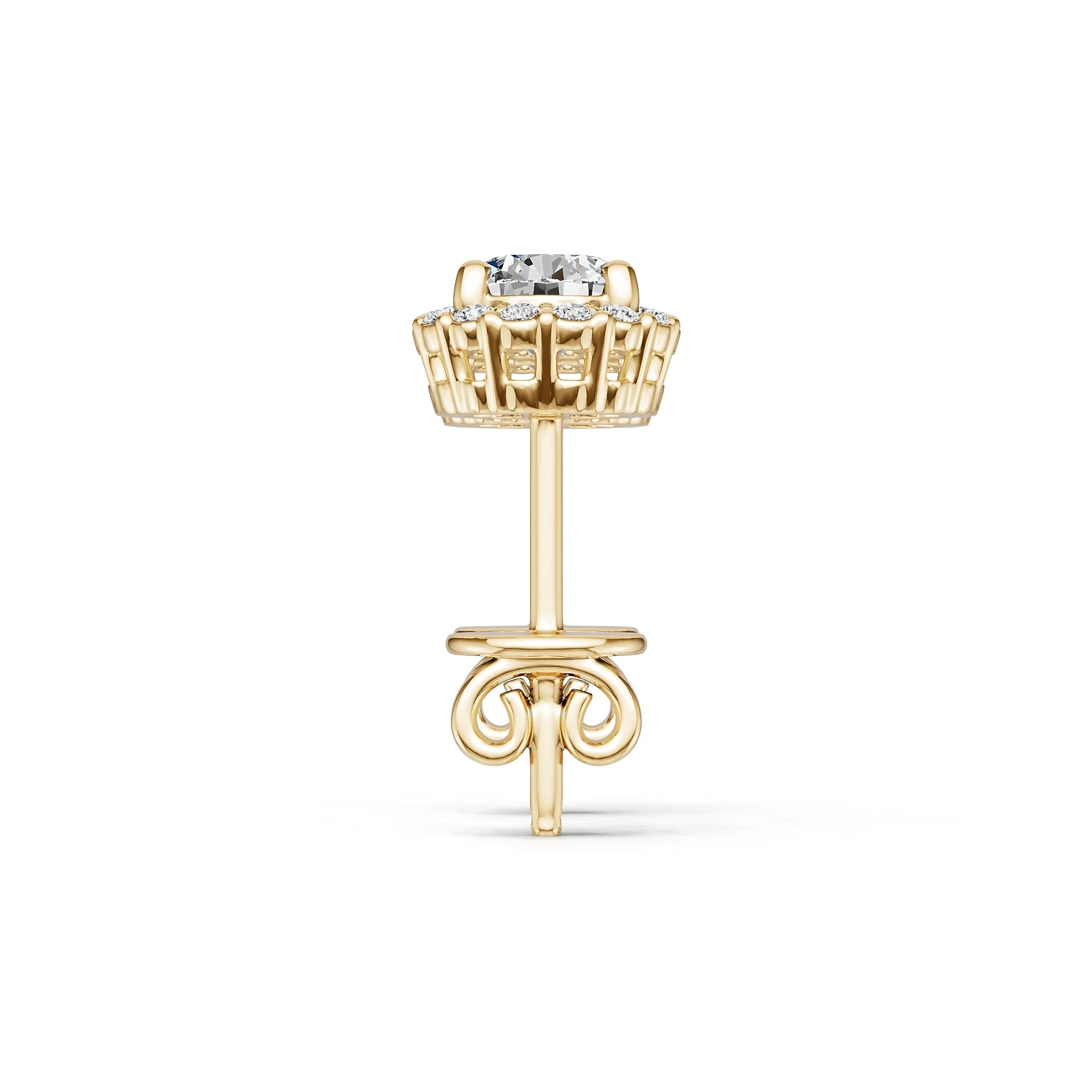 10K Gold Semi Mount Earrings Setting Round Ro 5x5mm Moissanite Accent Syz Jewelry