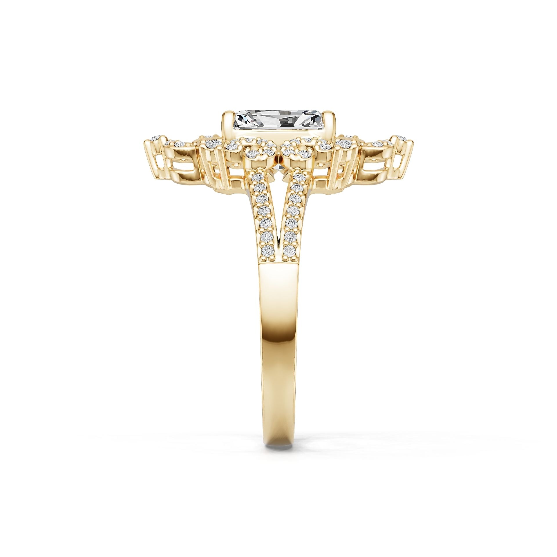 18K Gold Semi Mount Ring Setting Emerald Em 8x6mm Diamond Accent Syz Jewelry