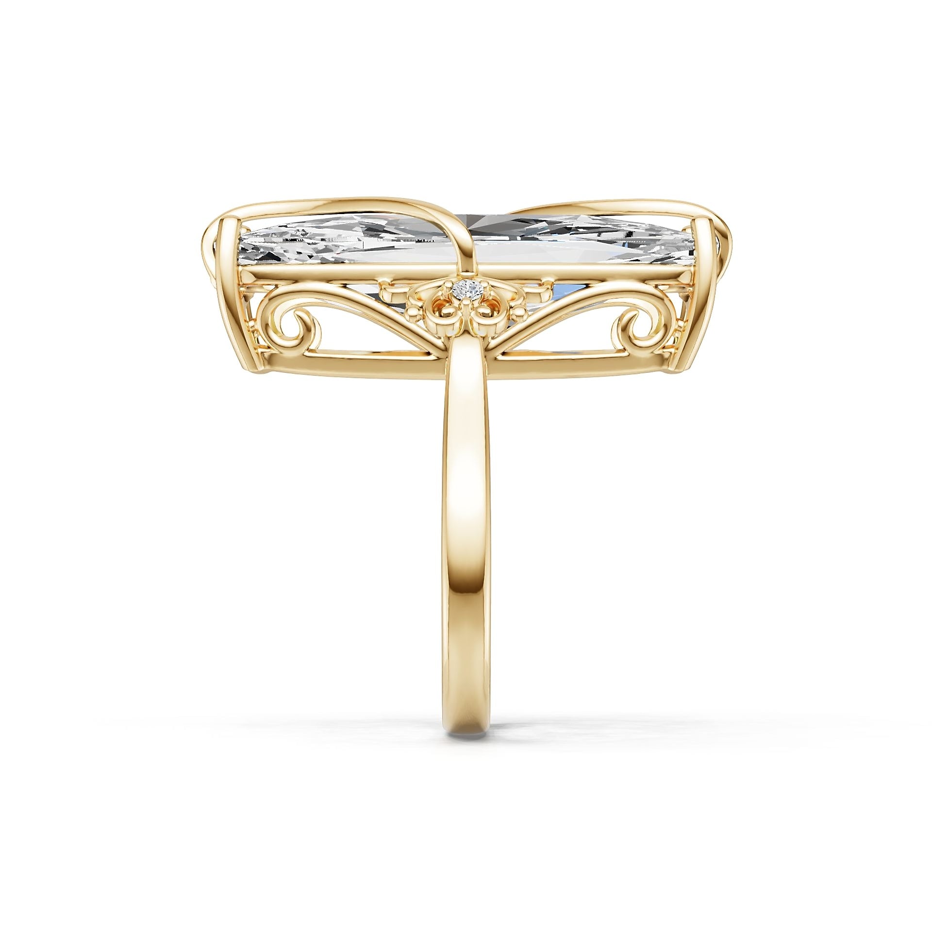 14K Gold Semi Mount Ring Setting Cushion Cu 5x12mm Diamond Accent Syz Jewelry