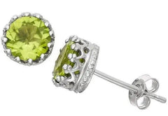 18K Gold Semi Mount Earrings Setting Round RD 6x6mm Stud Diamond Accent DHJ