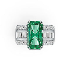 10K Gold Semi Mount Ring Setting Emerald OCT 16X9mm with White Topaz Moissanite Accent DHJ
