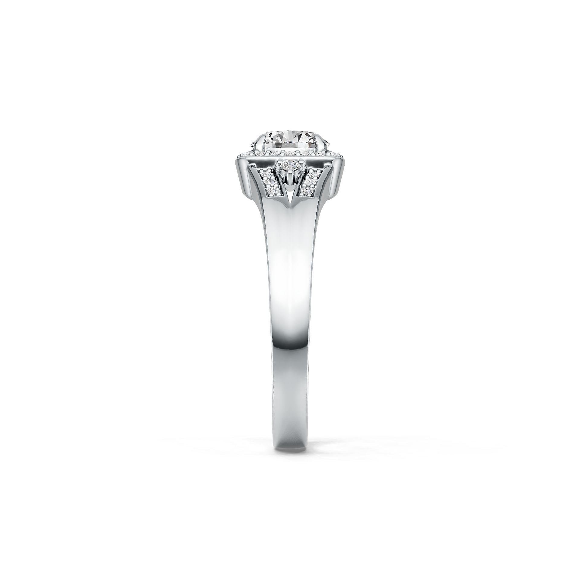 Sterling Silver Semi Mount Ring Setting Round RD 6.5x6.5mm Halo Split Shank DHJ