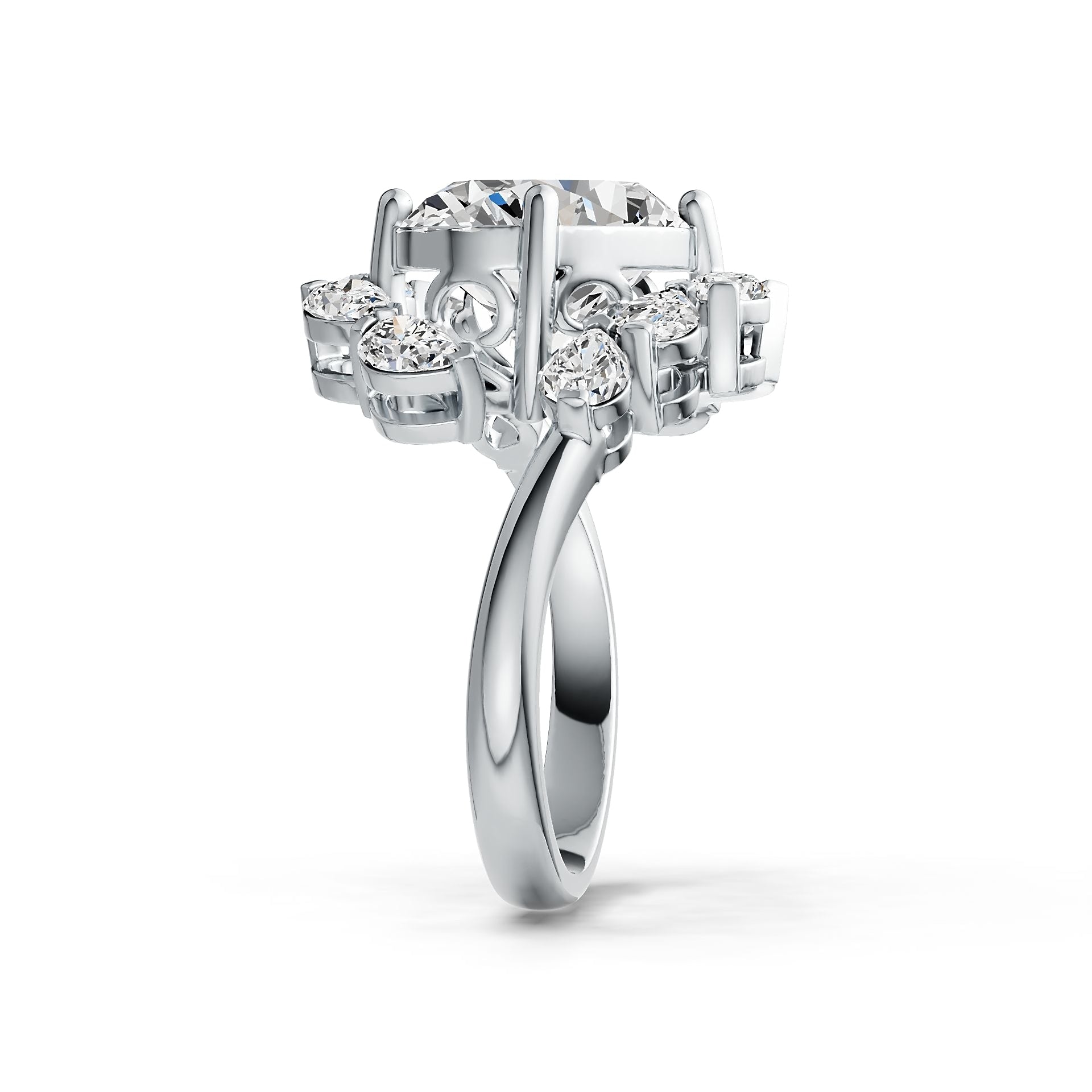 Sterling Silver Semi Mount Ring Setting Oval OV 12X10mm with White Topaz DHJ