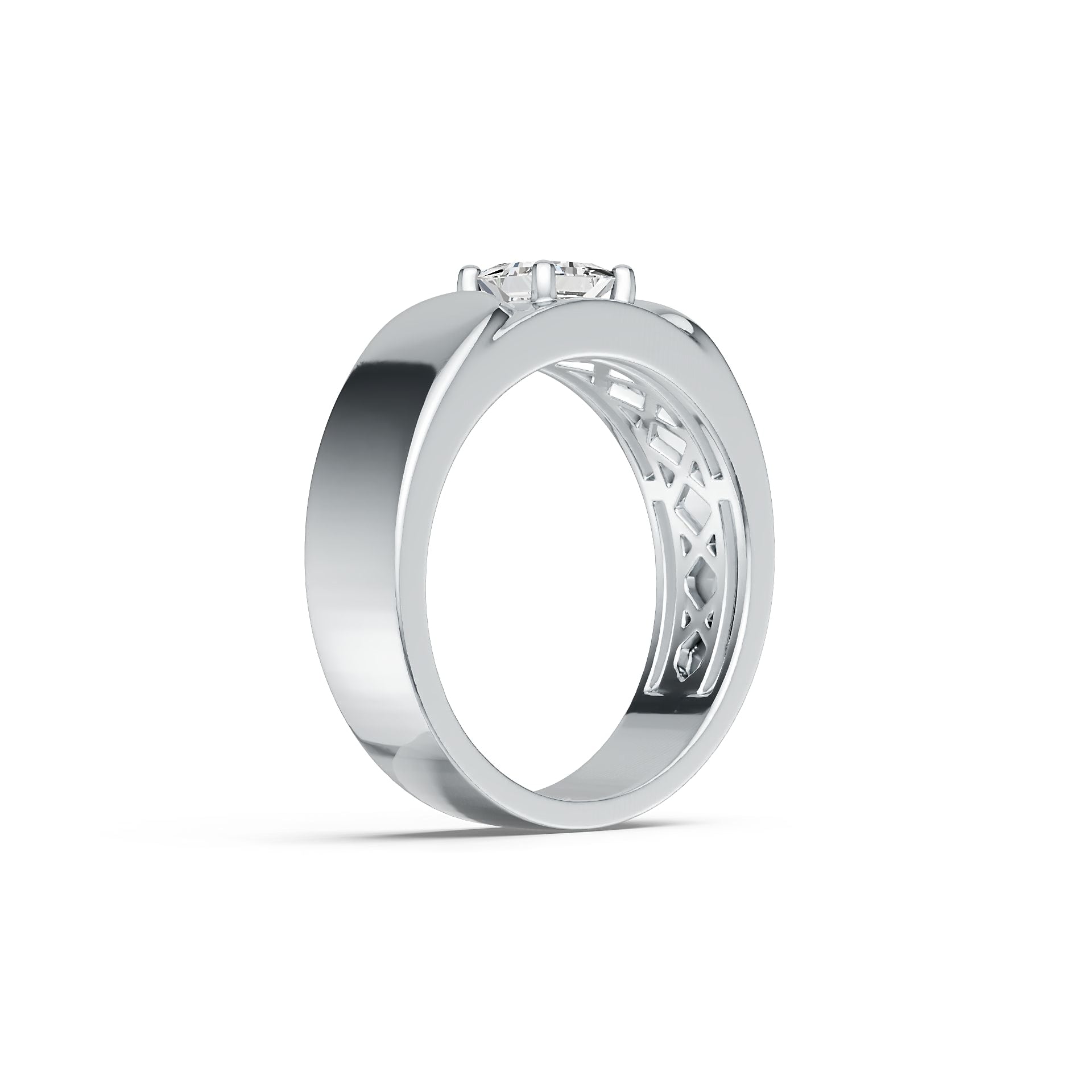 14K Gold Semi Mount Ring Setting Princess SQ 5X5mm Men's Ring DHJ