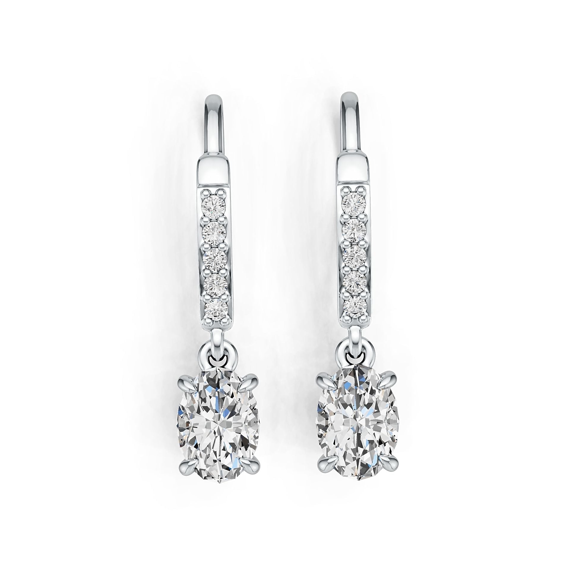 18K Gold Semi Mount Earrings Setting Oval OV 7x5mm with Diamond Accent DHJ