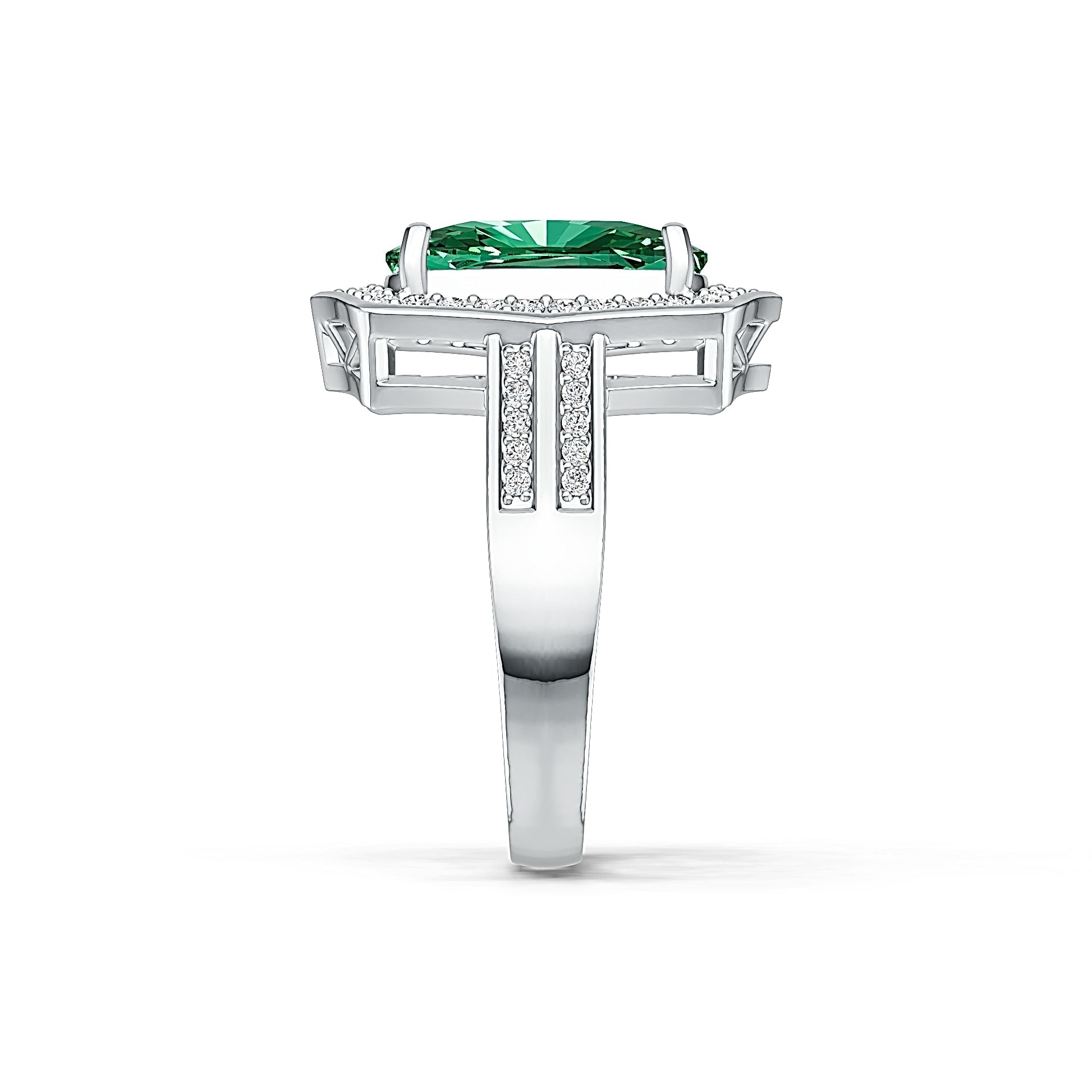 Sterling Silver Semi Mount Ring Setting Cushion CU 14X10mm Halo DHJ