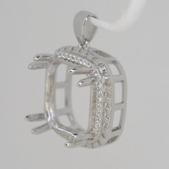 Platinum Semi Mount Pendant Setting Cushion Cu 14x14mm Halo Diamond Accent Syzjewelry
