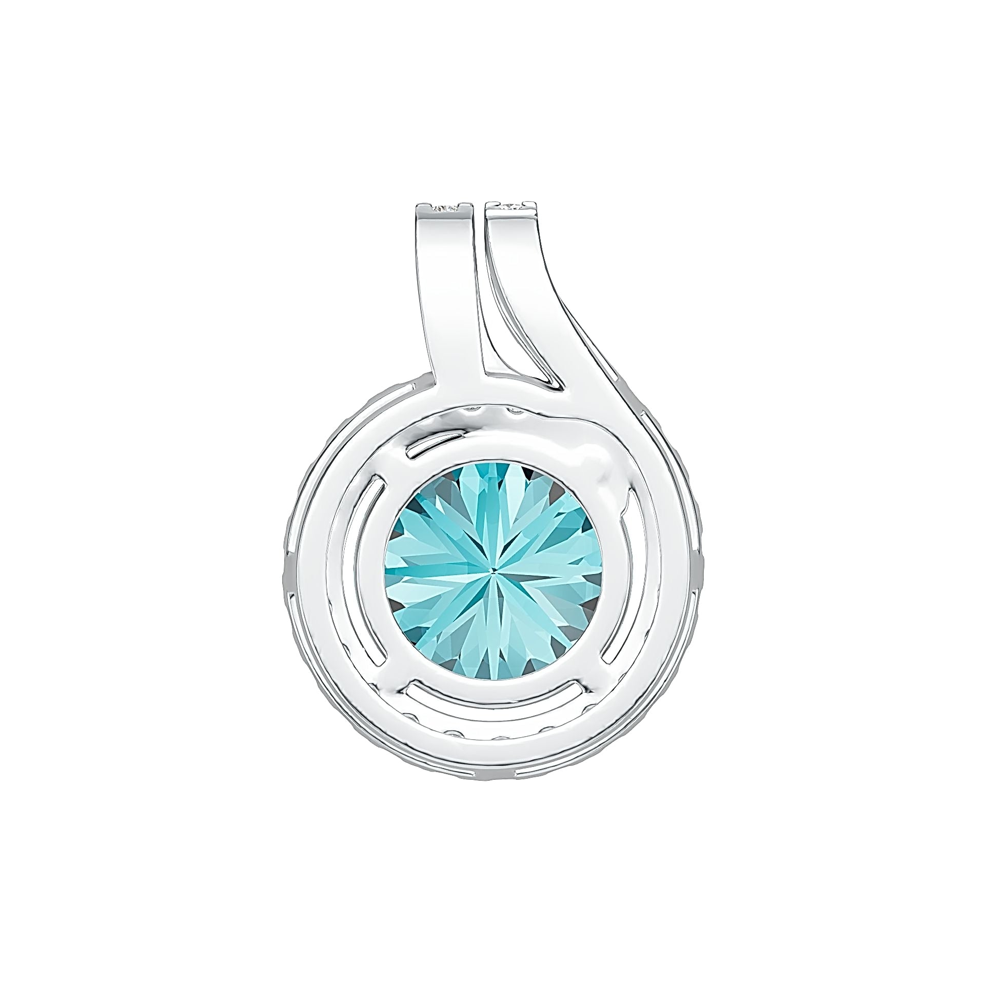 Platinum Semi Mount Pendant Setting Round RD 9x9mm Diamond Accent DHJ