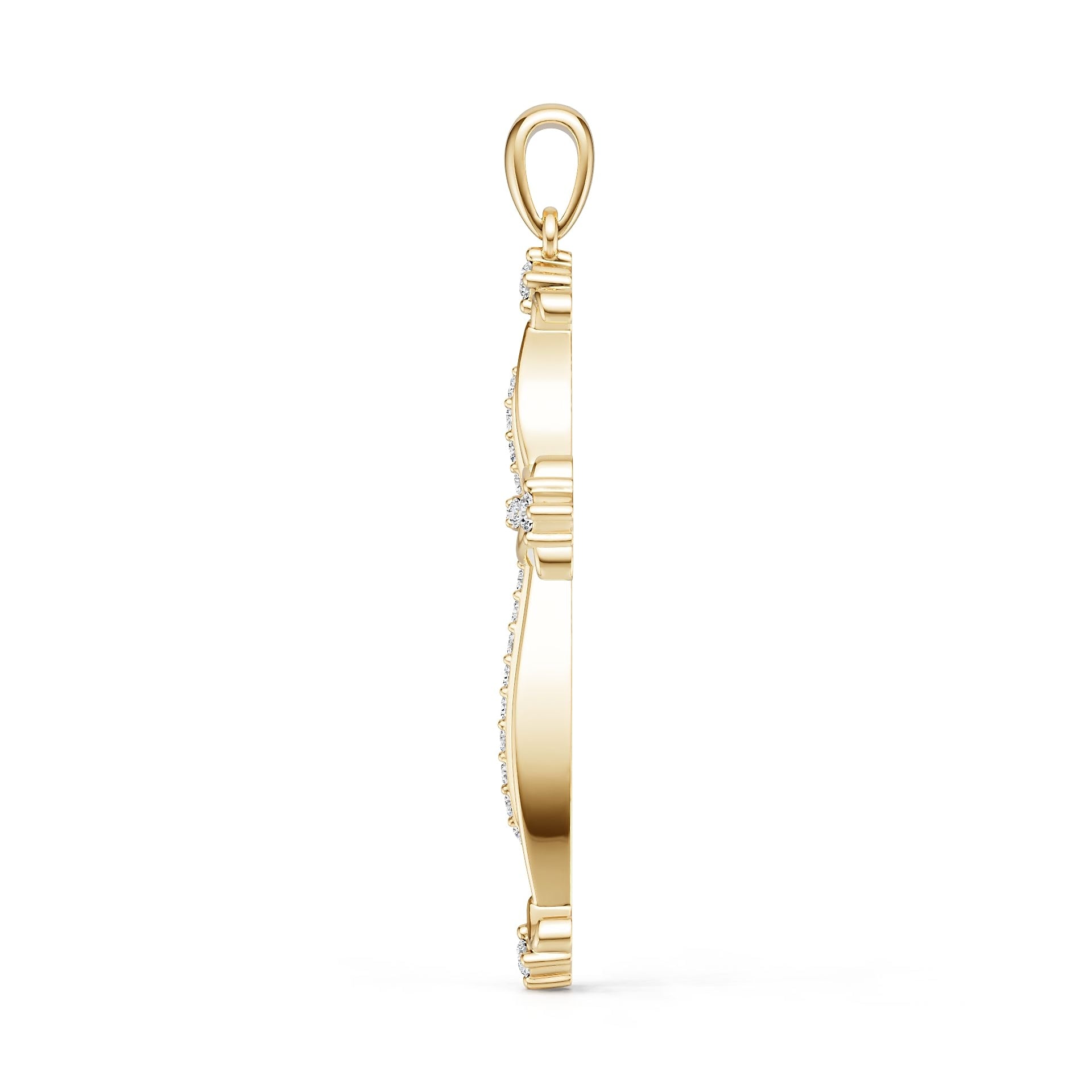 18K Gold Semi Mount Pendant Setting Round Ro 6x6mm Diamond Accent Syz Jewelry