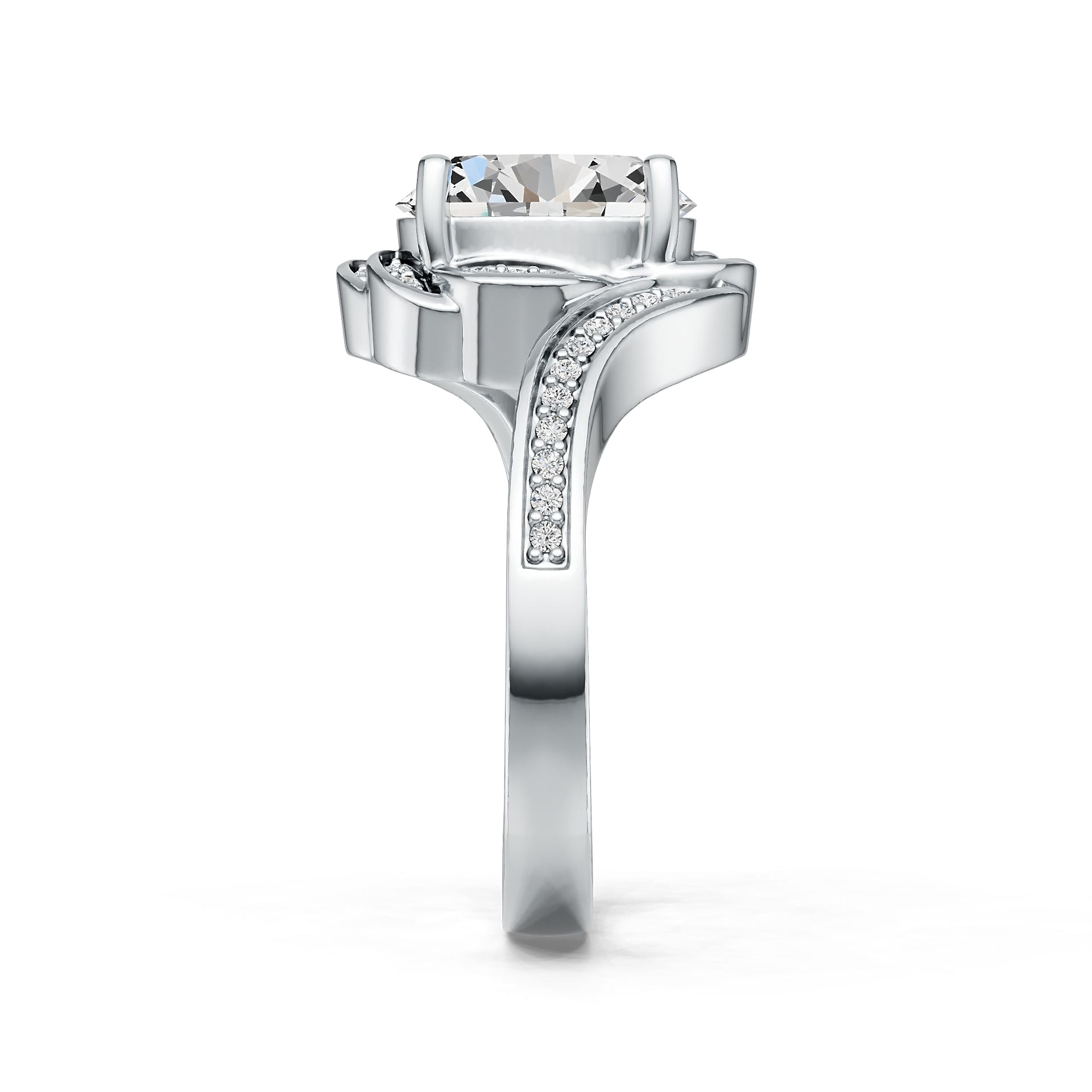 Sterling Silver Semi Mount Ring Setting Oval OV 8X10mm Floral Theme w/ White Topaz DHJ