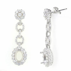 18K Gold Semi Mount Earrings Setting Oval OV 7X5mm Diamond Accent Syzjewelry