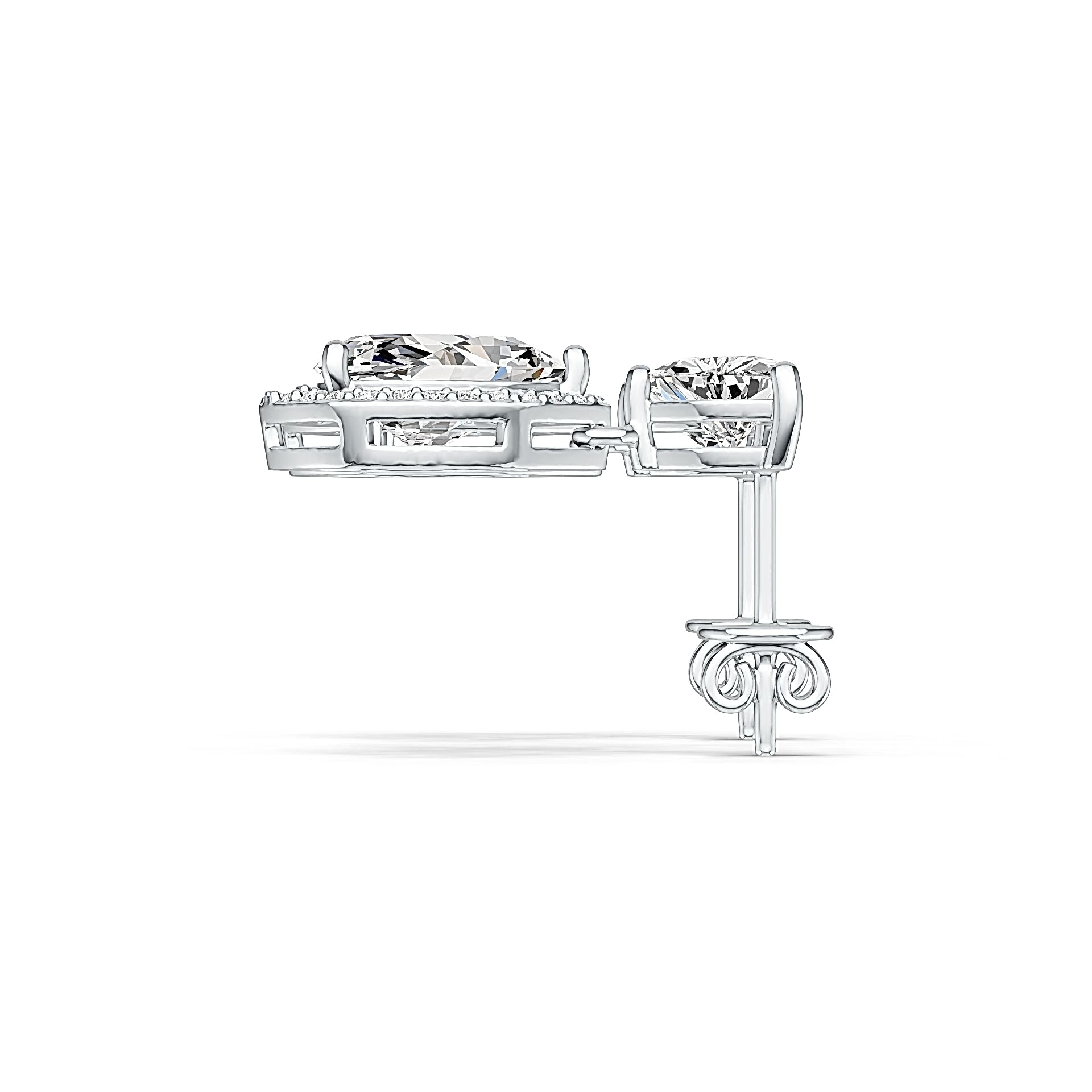 Sterling Silver Semi Mount Earrings Setting Pear PE 10X7mm TRI 6Xmm Syzjewelry