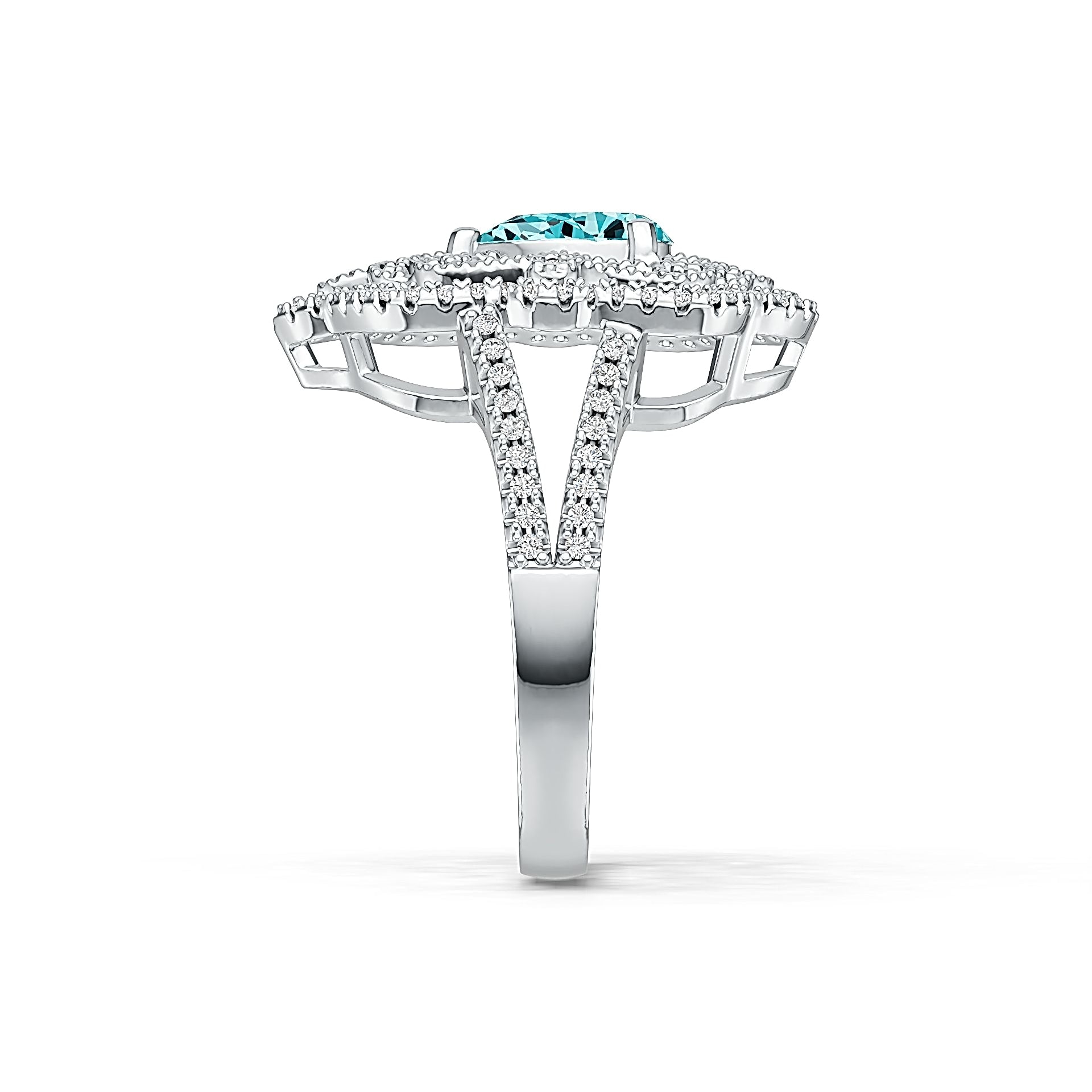 Sterling Silver Semi Mount Ring Setting Pear PE 8X6mm with White Topaz DHJ