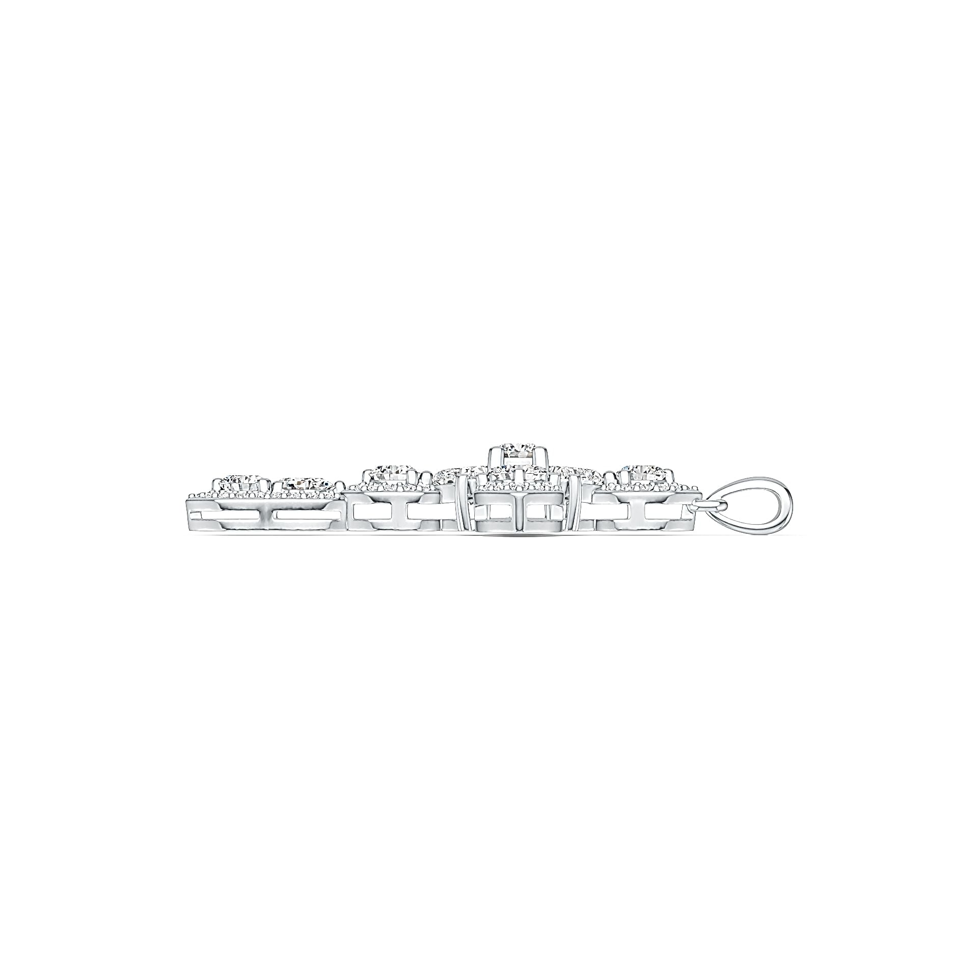 18K Gold Semi Mount Pendant Setting Heart HT 5X5mm PE 5X4mm RD 4X4mm Diamond Accent DHJ