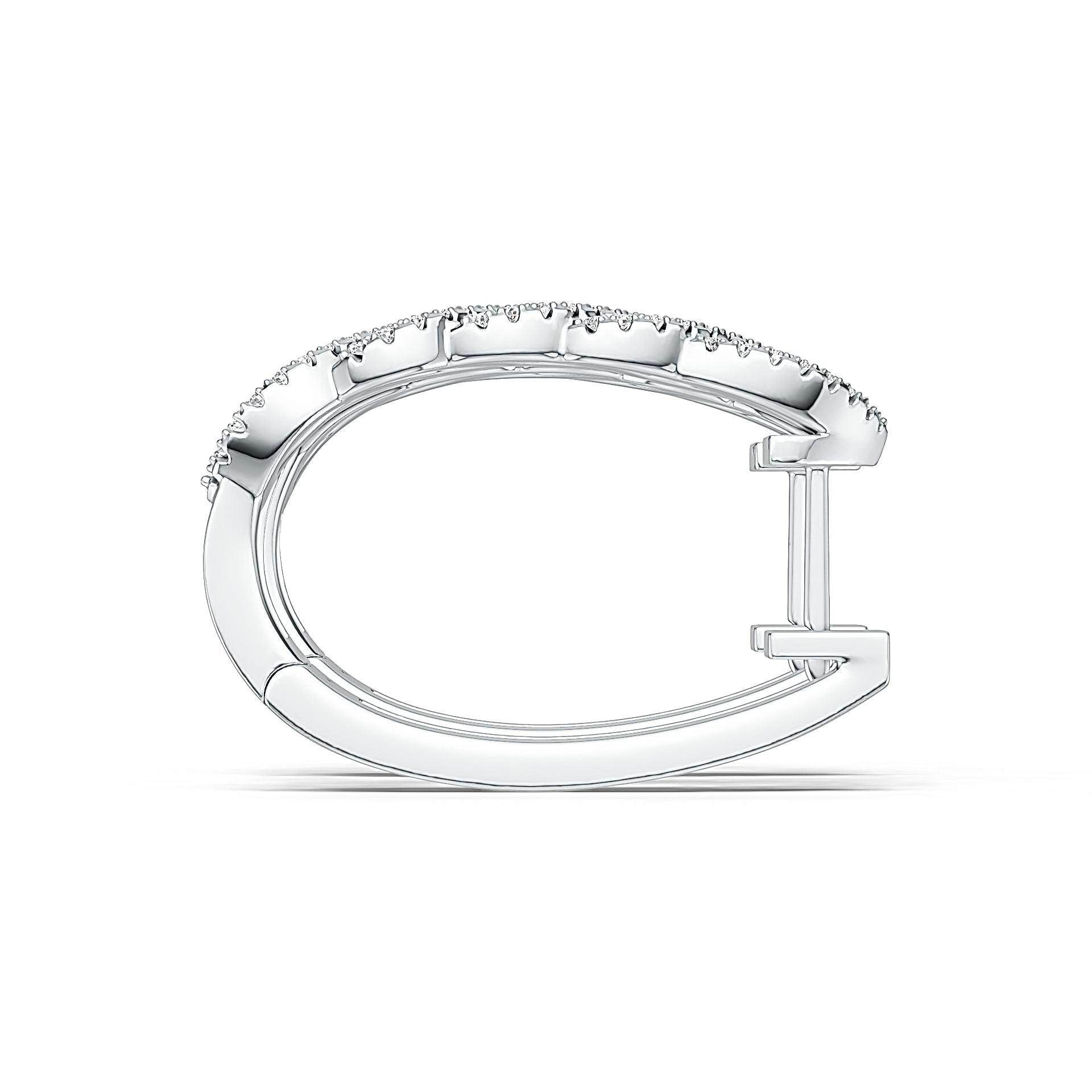 Sterling Silver Earrings Huggie Hoop with White Topaz or Moissanite DHJ