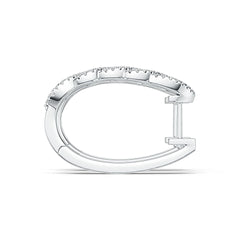 Sterling Silver Earrings Huggie Hoop with White Topaz or Moissanite DHJ