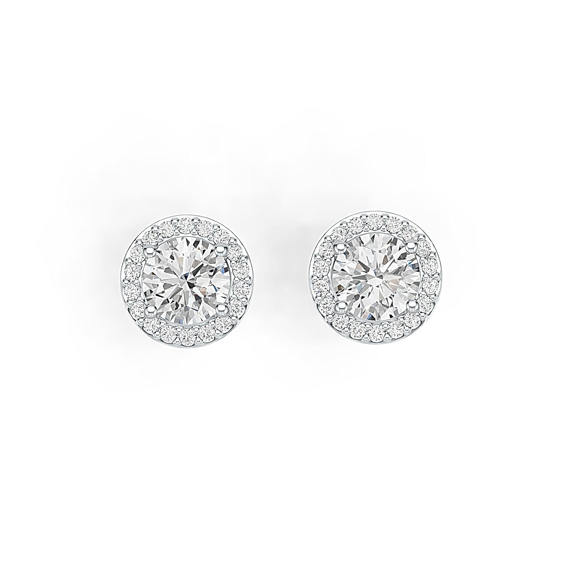 14K Gold Semi Mount Earrings Setting Round RD 6x6mm Halo Stud Diamond Accent DHJ
