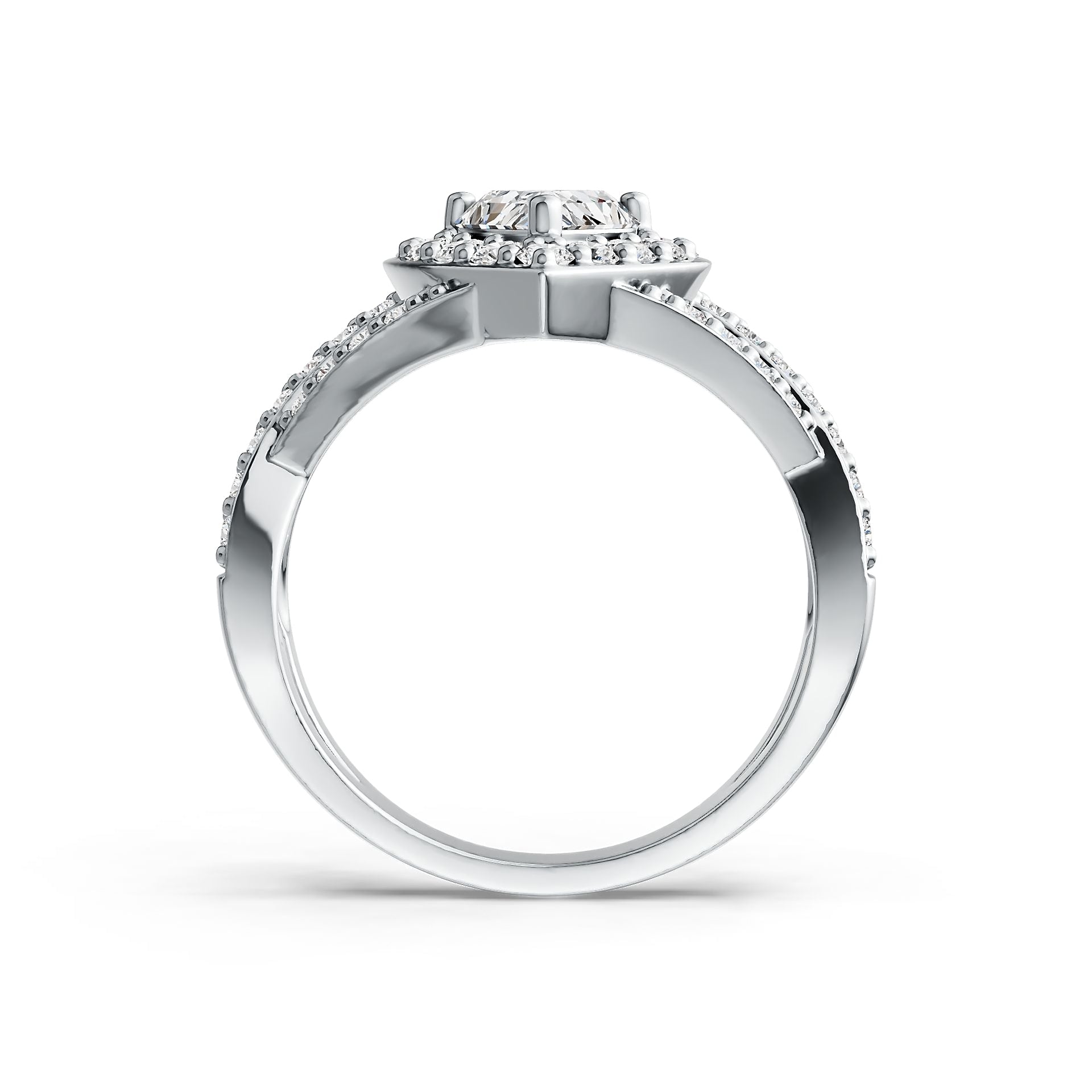 Sterling Silver Semi Mount Ring Setting Pear PE 8X6mm Halo with White Topaz DHJ