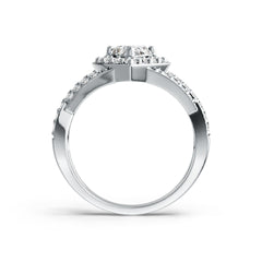 Sterling Silver Semi Mount Ring Setting Pear PE 8X6mm Halo with White Topaz DHJ