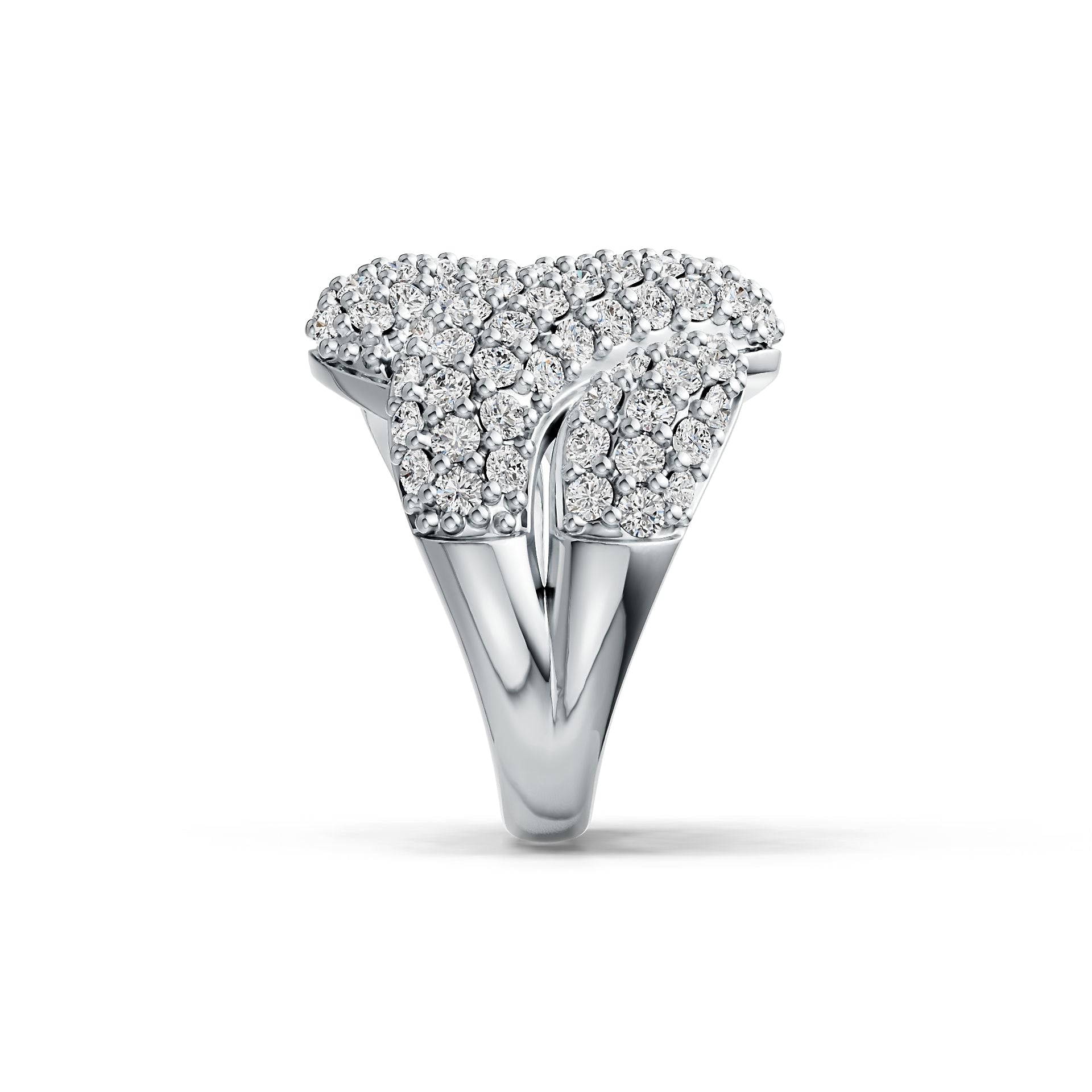 Sterling Silver Multi-Row Wave Ring with White Topaz or Moissanite DHJ